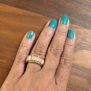 Gold Tone Light Pink Baguette Ring Costume Classic Minimalist Party Girly Gift